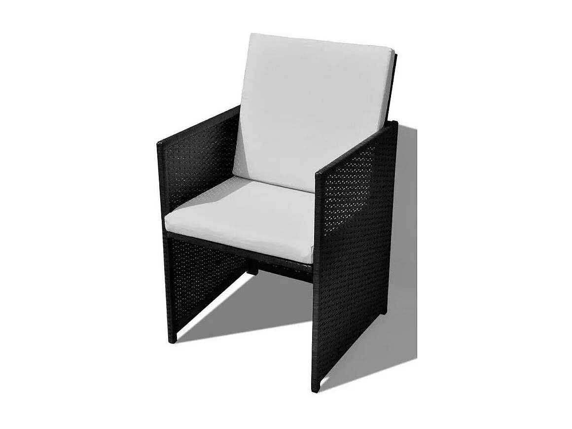 Table carrée et 4 chaises de jardin résine tressée noir Iris