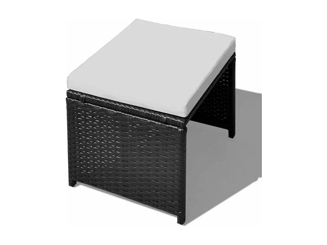 Table carrée et 4 chaises de jardin résine tressée noir Iris