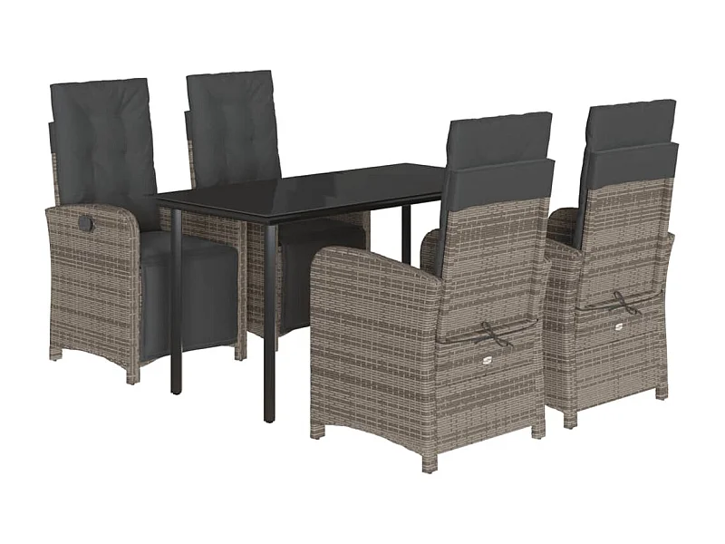 Ensemble à manger de jardin 5 pcs coussins gris résine tressée