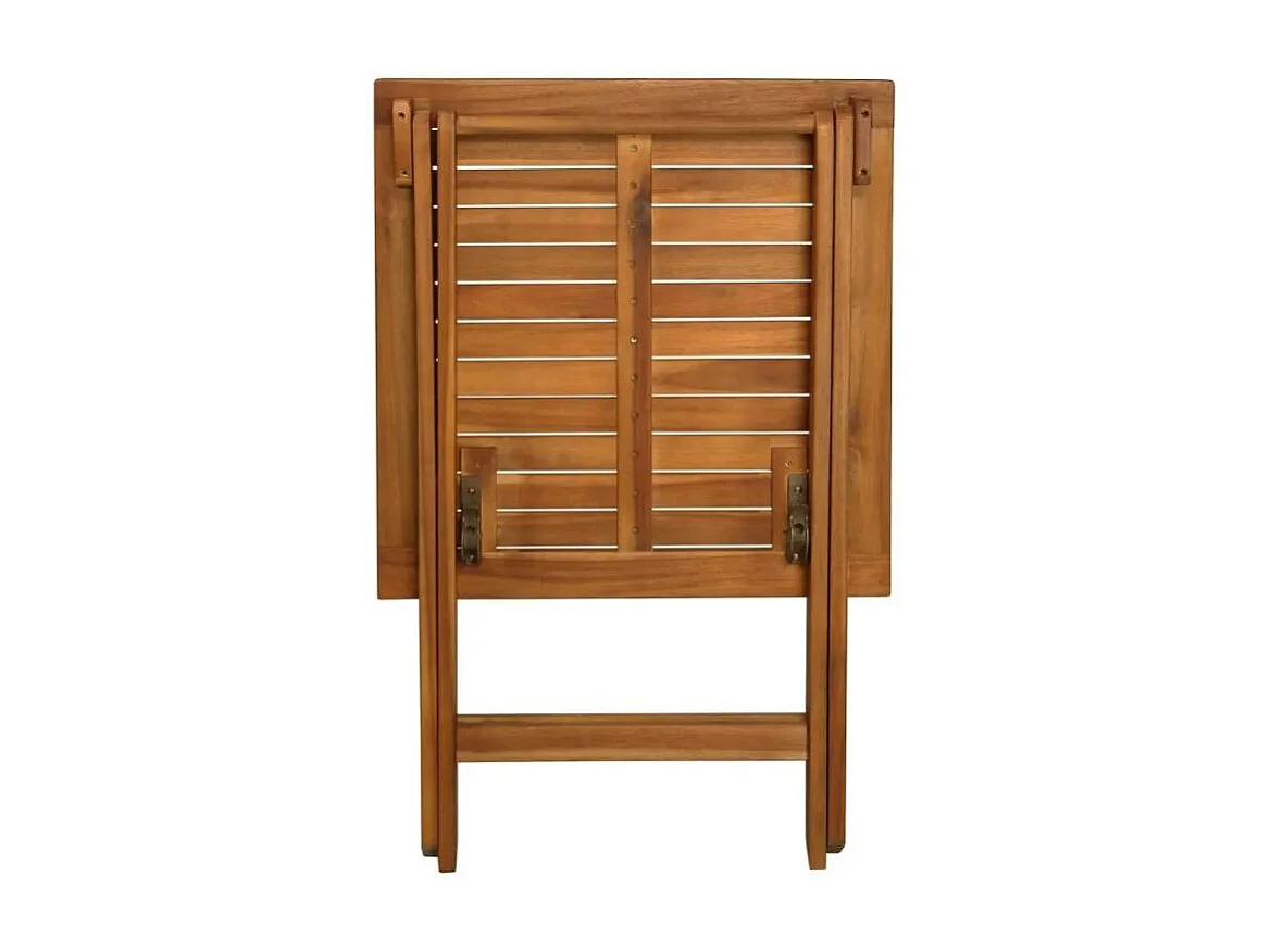 Table carrée et 2 chaises de jardin acacia clair et coussins blanc Polina