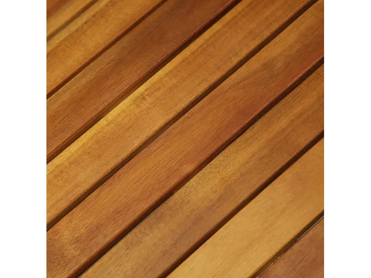 Table carrée et 2 chaises de jardin acacia clair et coussins blanc Polina