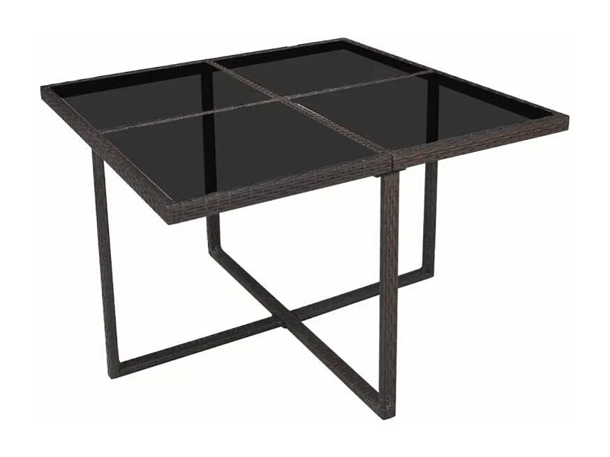 Table carrée et 4 chaises de jardin résine tressée marron Iris