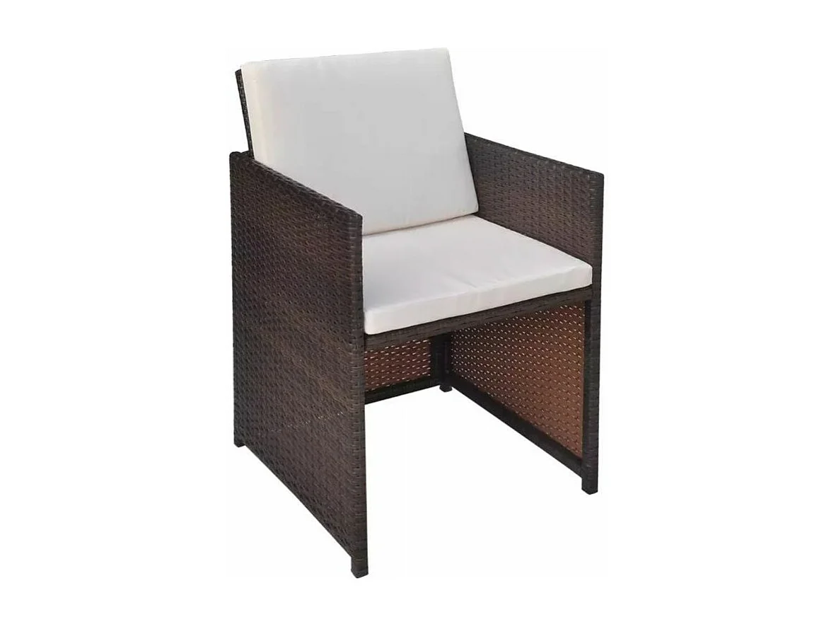 Table carrée et 4 chaises de jardin résine tressée marron Iris