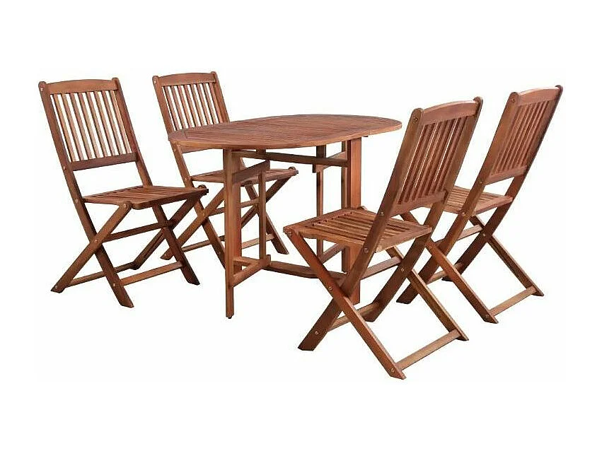Table ovale et 4 chaises de jardin acacia clair Napoli