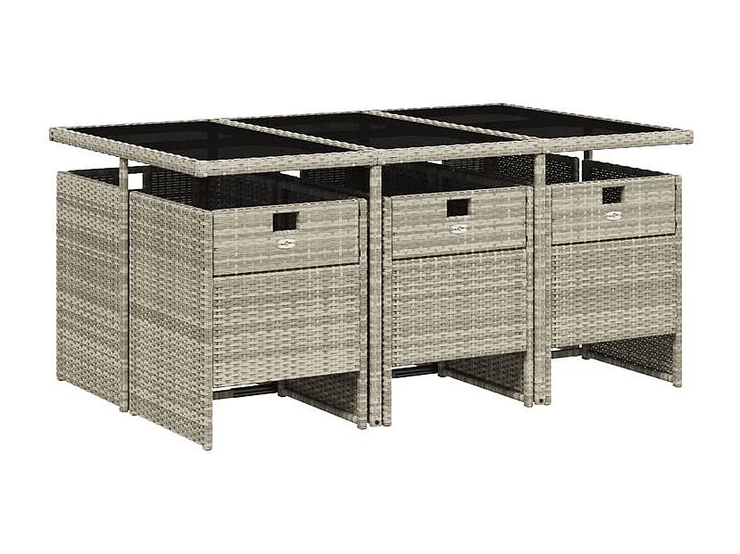 Ensemble à manger de jardin et coussins 7 pcs gris clair rotin