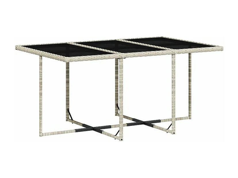 Ensemble à manger de jardin et coussins 7 pcs gris clair rotin