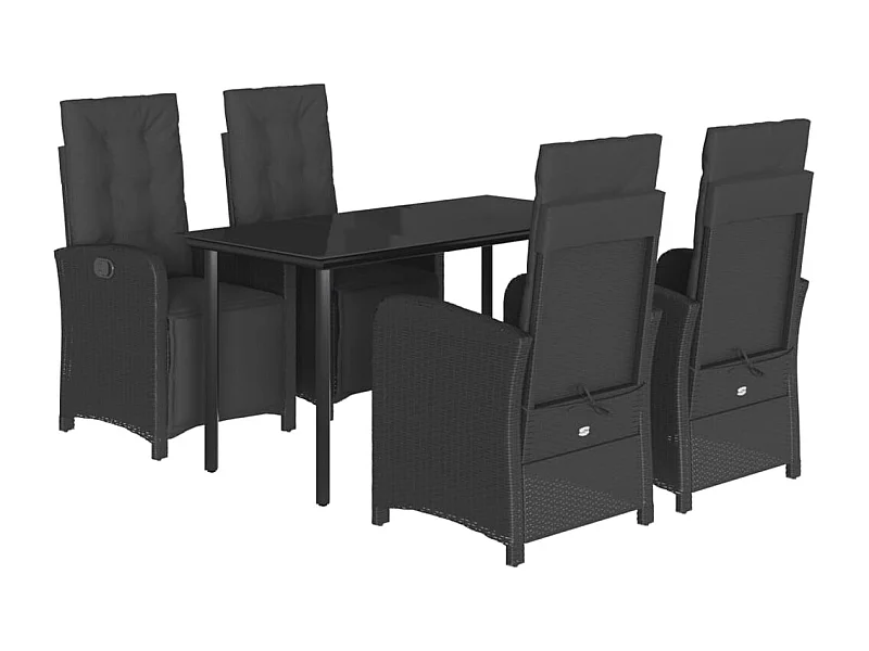 Ensemble à manger de jardin coussins 5pcs Noir Résine tressée