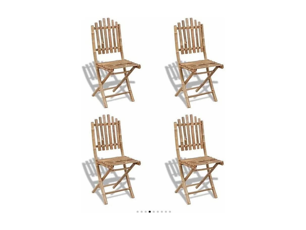 Table ronde et 4 chaises de jardin bambou clair Kyca