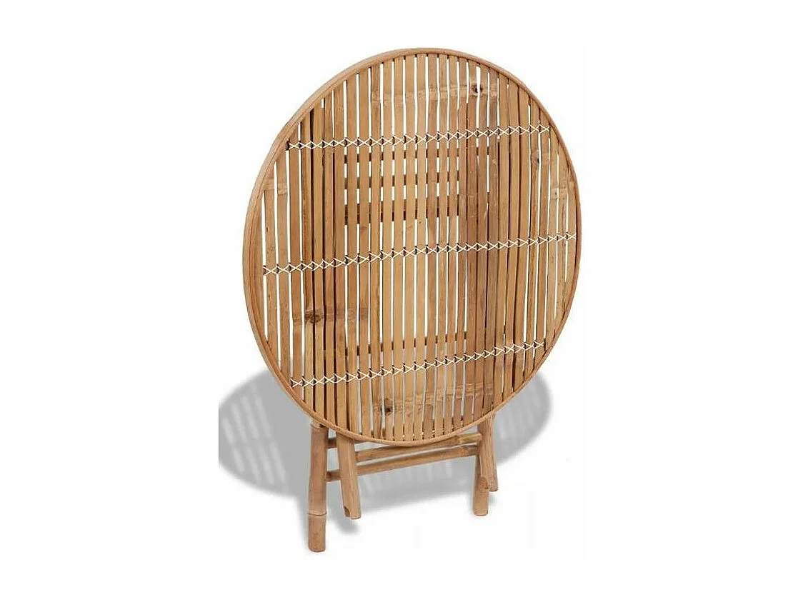 Table ronde et 4 chaises de jardin bambou clair Kyca