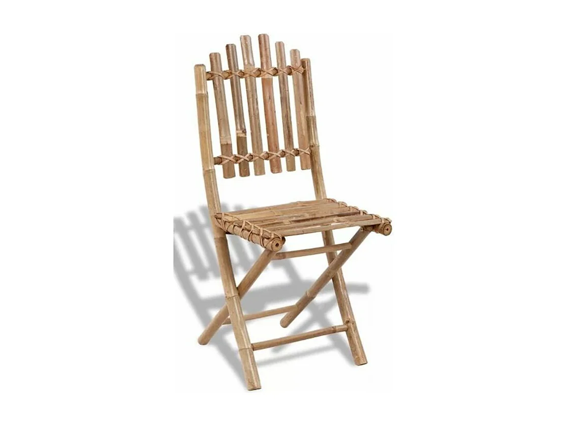 Table ronde et 4 chaises de jardin bambou clair Kyca