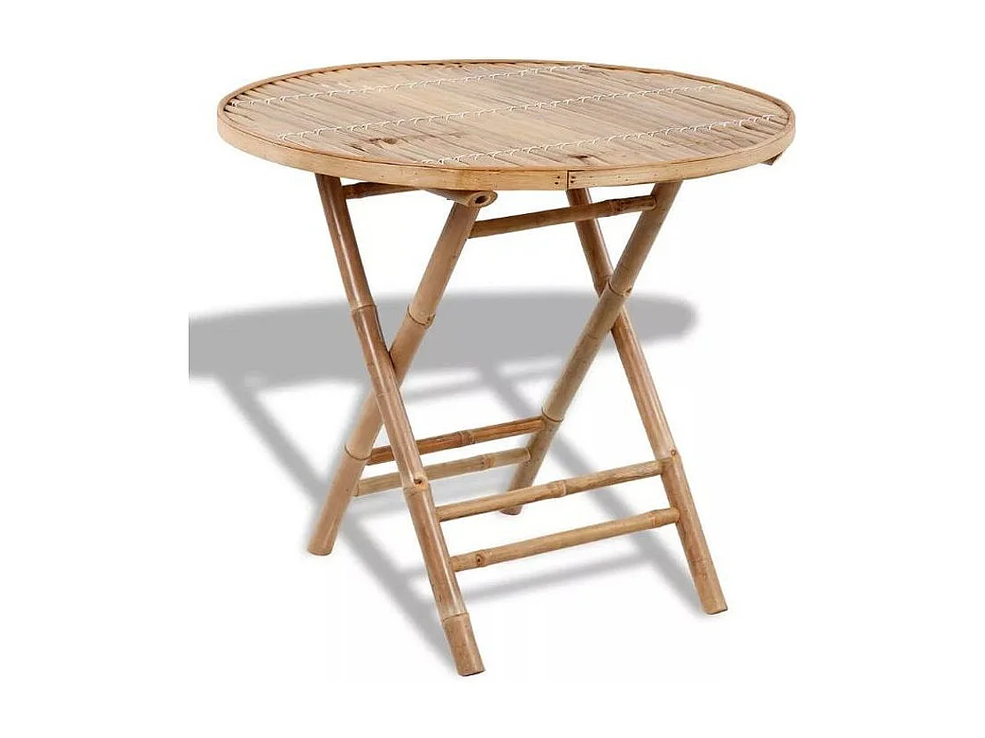 Table ronde et 4 chaises de jardin bambou clair Kyca