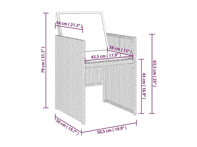 Ensemble à manger de jardin 9pcs coussins noir résine tressée