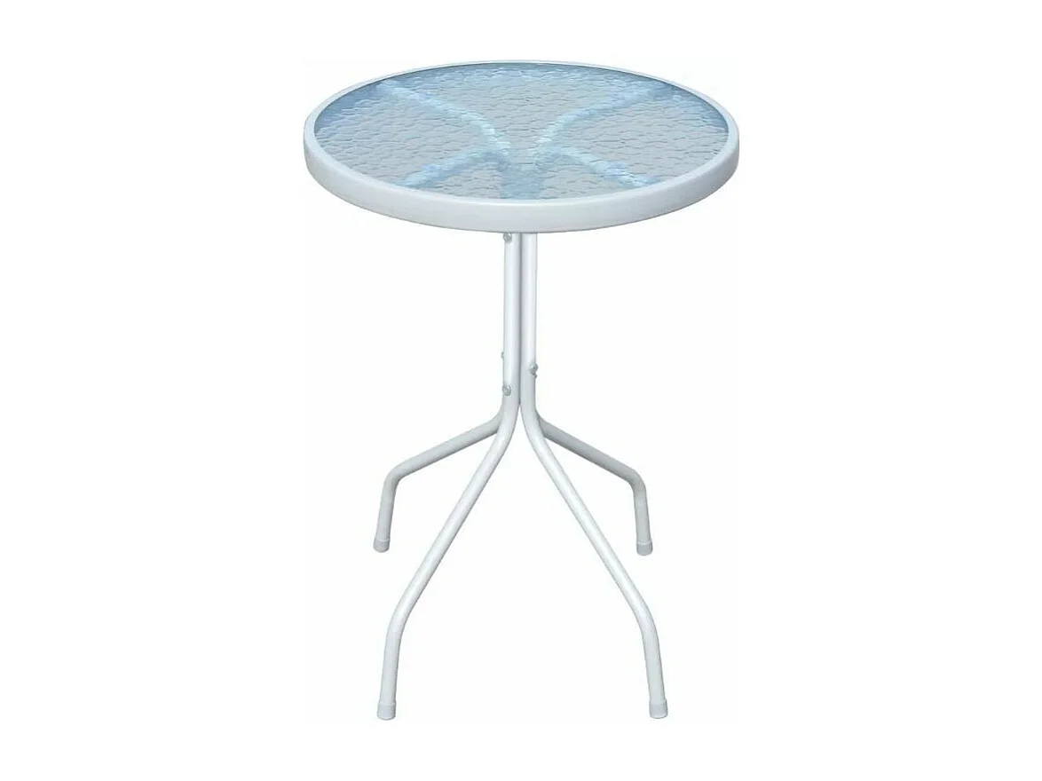 Table ronde et 2 chaises de jardin métal noir et blanc Castle