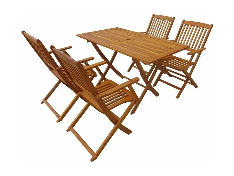 Table rectangulaire et 4 chaises de jardin acacia clair Polina