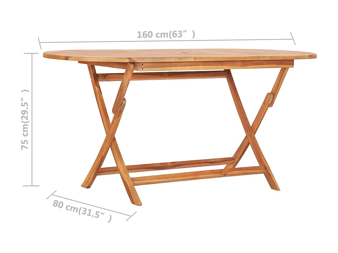 Mobilier à dîner d'extérieur pliable 9 pcs Bois solide de teck 2