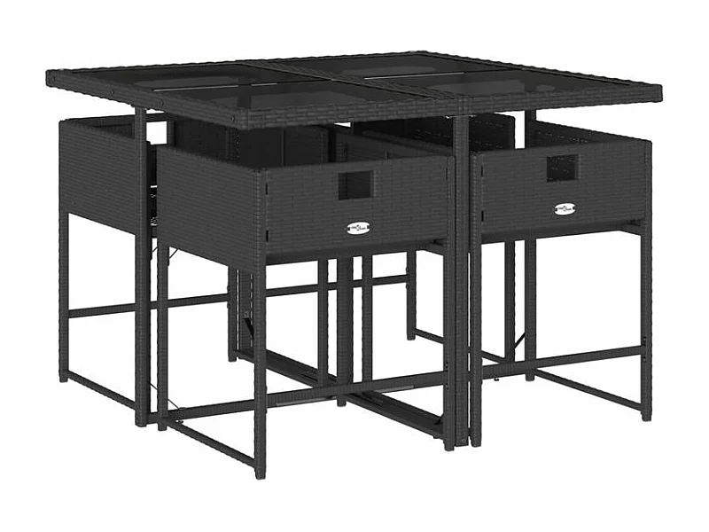 Ensemble à manger de jardin coussins 5pcs Noir Résine tressée