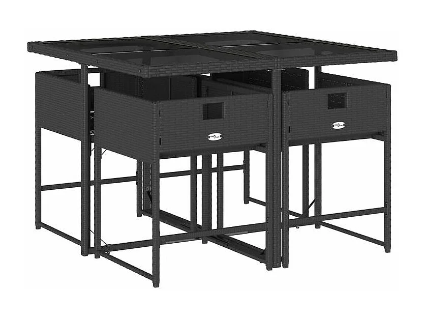 Ensemble à manger de jardin coussins 5pcs Noir Résine tressée