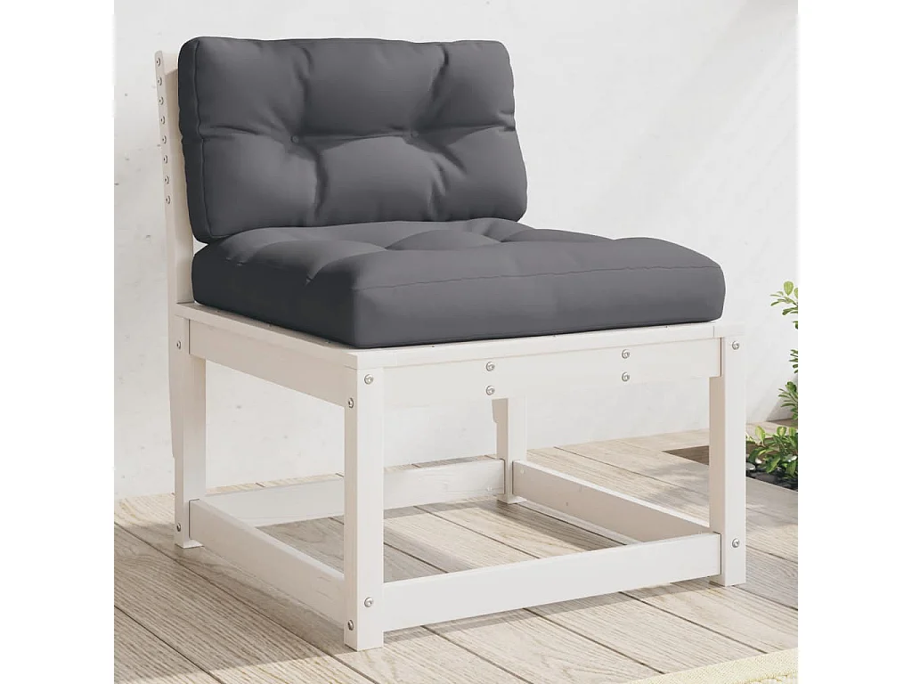 Canapés de jardin avec coussins 2pcs blanc bois de pin massif