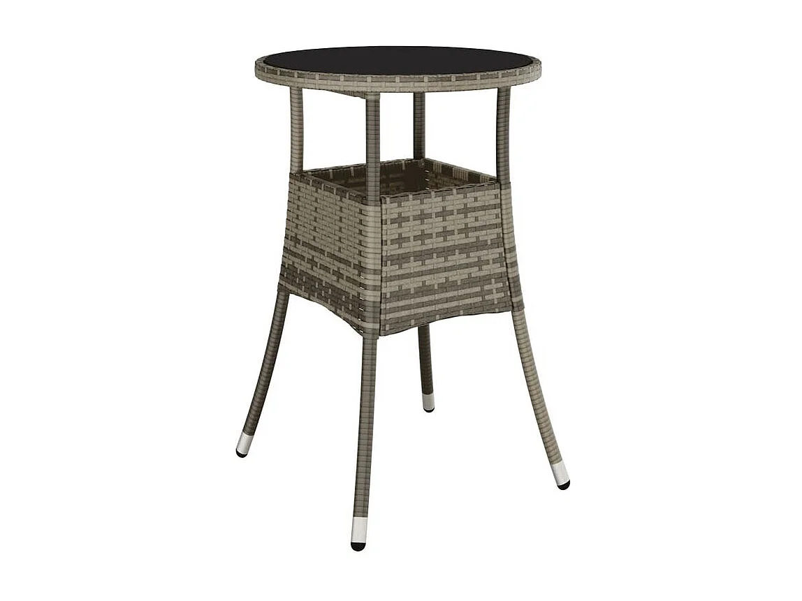 Ensemble à manger de jardin et coussins 3 pcs gris rotin verre