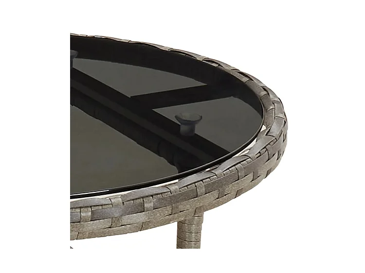 Ensemble à manger de jardin et coussins 3 pcs gris rotin verre