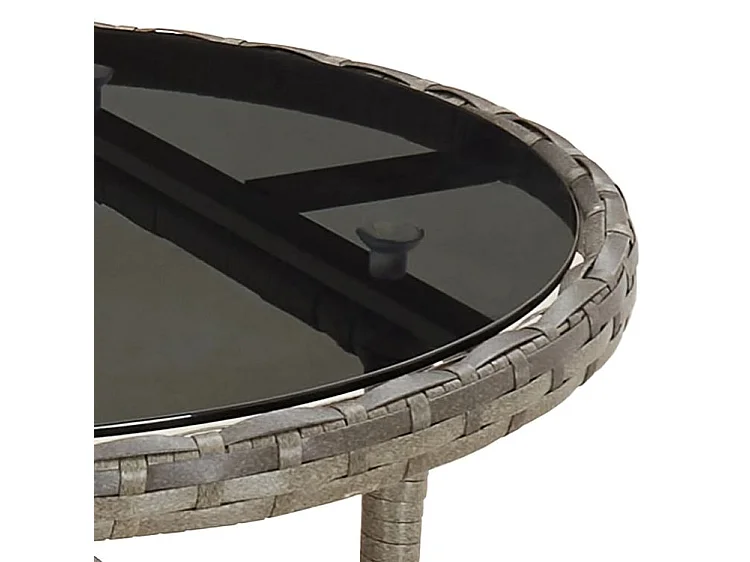 Ensemble à manger de jardin et coussins 3 pcs gris rotin verre