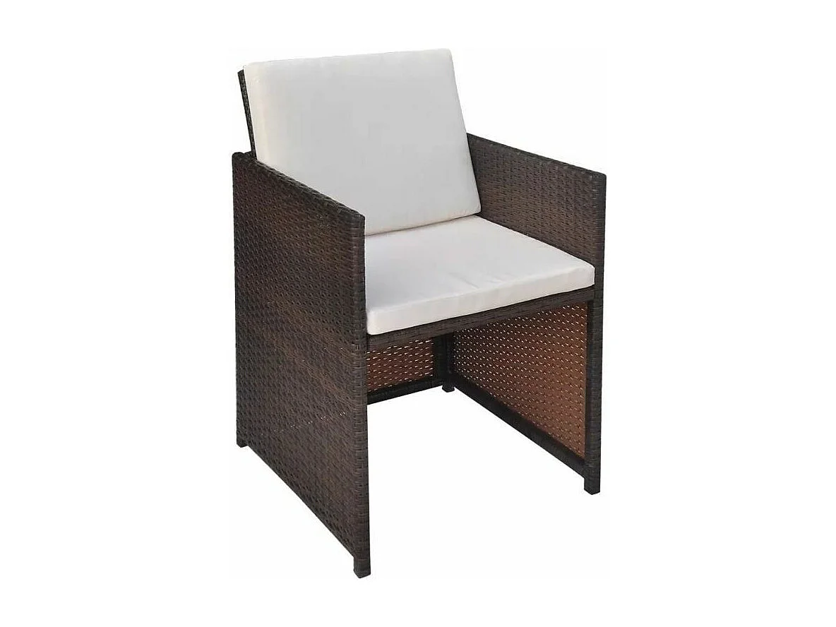 Table rectangulaire et 2 chaises de jardin résine tressée marron Iris