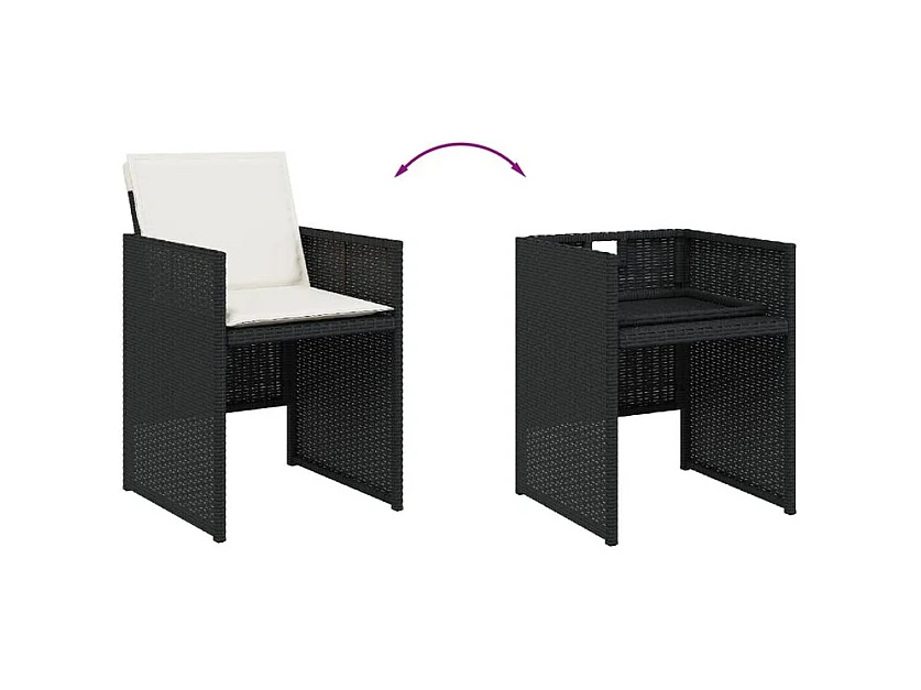 Ensemble à manger de jardin coussins 5pcs Noir Résine tressée