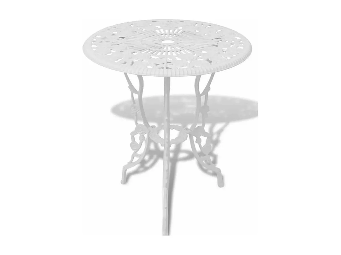 Table ronde et 2 chaises de jardin métal coulé blanc Bridge
