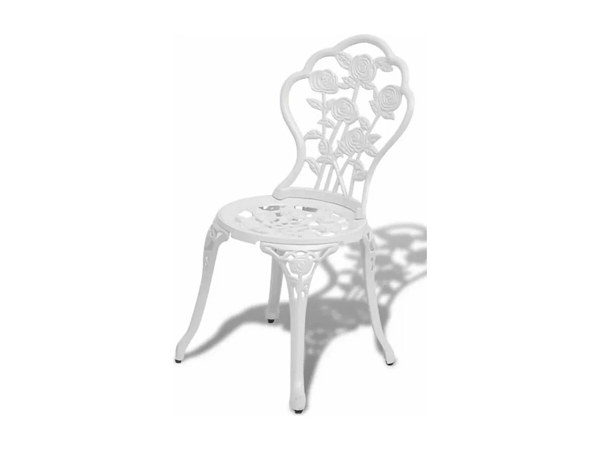 Table ronde et 2 chaises de jardin métal coulé blanc Bridge