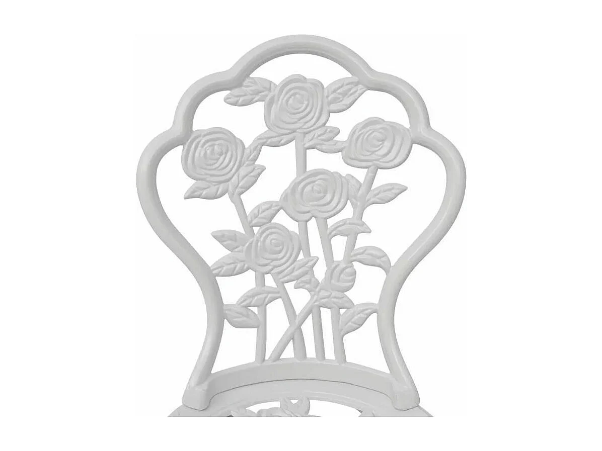 Table ronde et 2 chaises de jardin métal coulé blanc Bridge