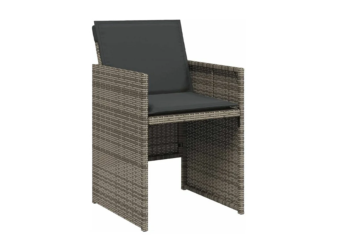 Ensemble à manger de jardin 9 pcs coussins gris résine tressée