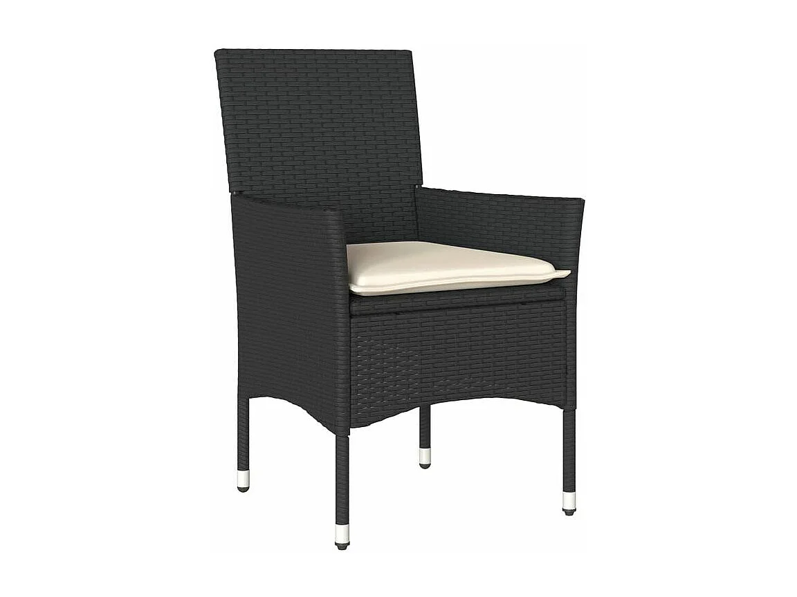 Ensemble à manger de jardin et coussins 5 pcs noir rotin acacia
