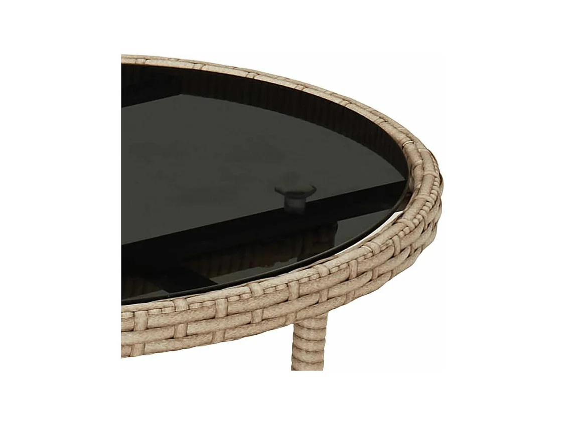 Ensemble à manger de jardin et coussins 3 pcs beige rotin verre