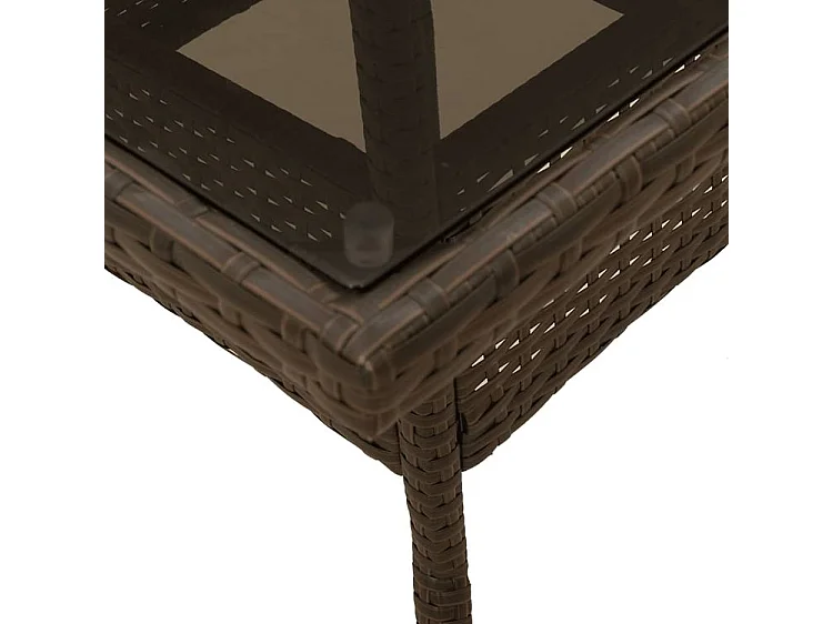 Ensemble à manger de jardin et coussins 5pcs marron rotin verre