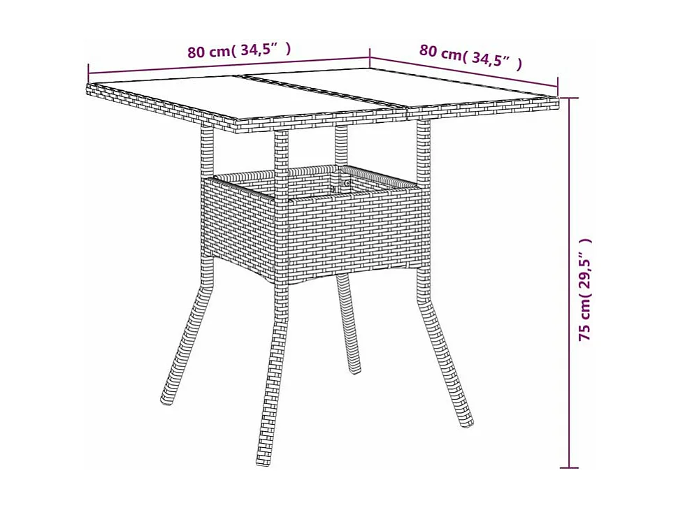 Ensemble à manger de jardin et coussins 3 pcs beige rotin verre