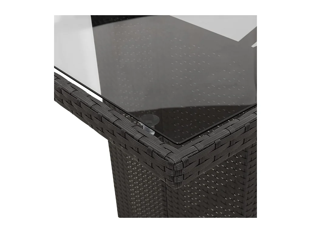 Ensemble à manger de jardin coussins 7pcs Noir Résine tressée