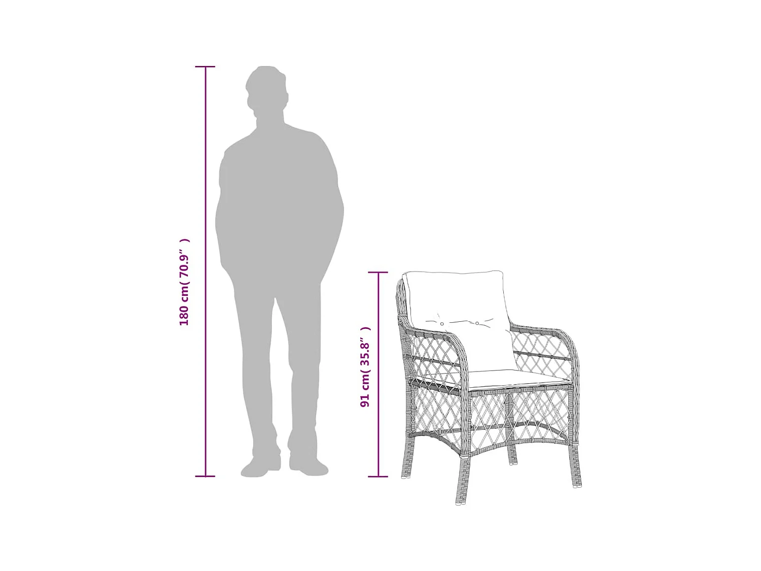 Ensemble à manger de jardin coussins 7pcs Noir Résine tressée