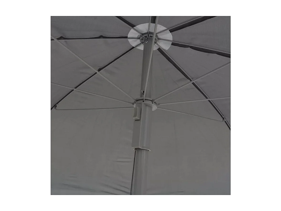 Table rectangulaire avec parasol et 6 chaises de jardin métal gris Castle