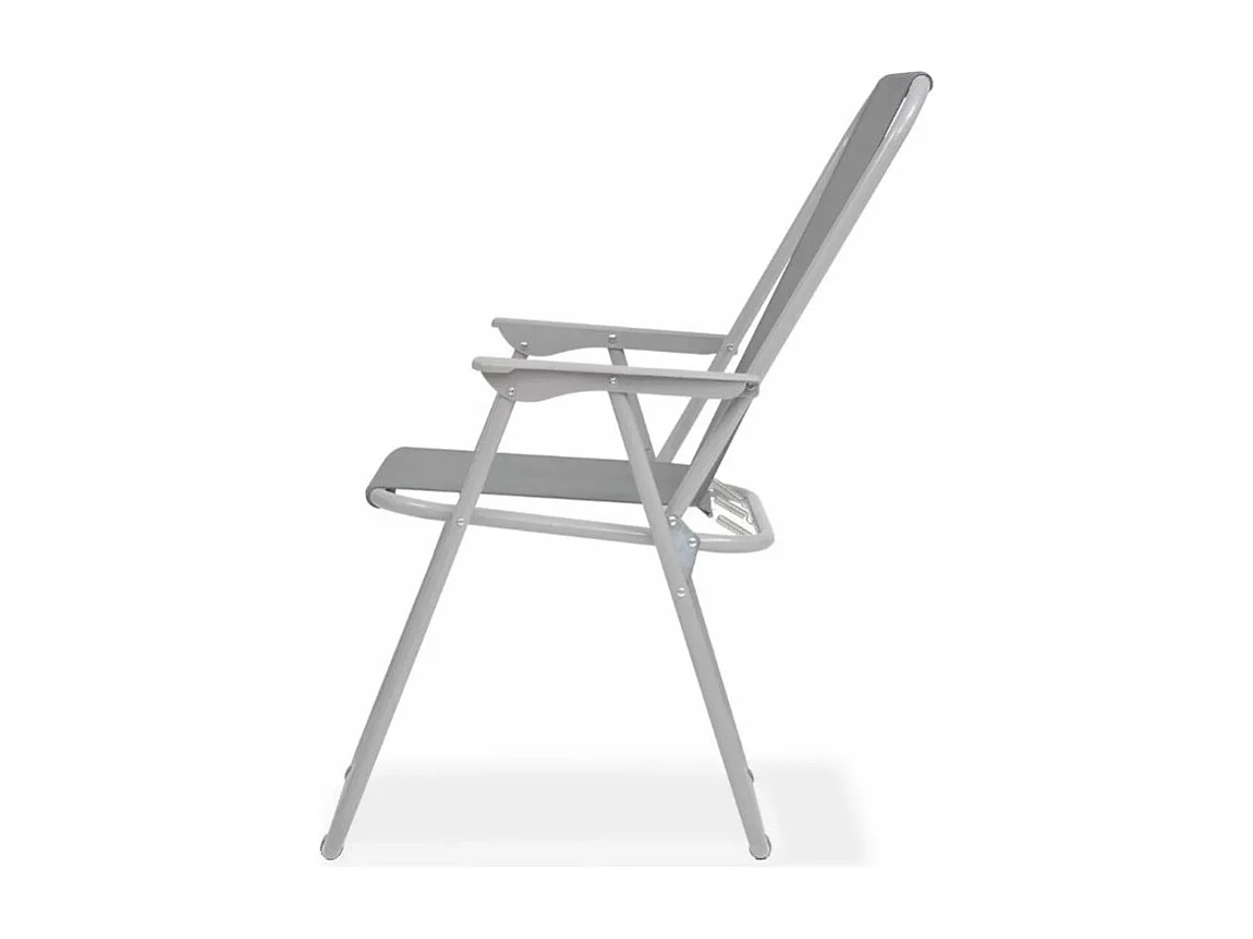 Table rectangulaire avec parasol et 6 chaises de jardin métal gris Castle