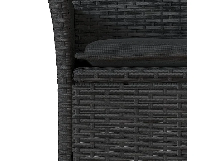 Ensemble à manger de jardin et coussins 9 pcs noir rotin verre