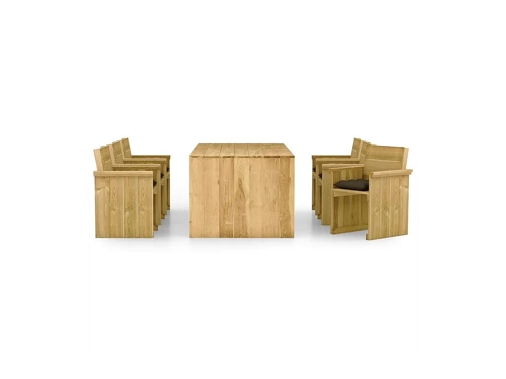 Mobilier à dîner de jardin 7 pcs avec coussins Pin imprégné 3
