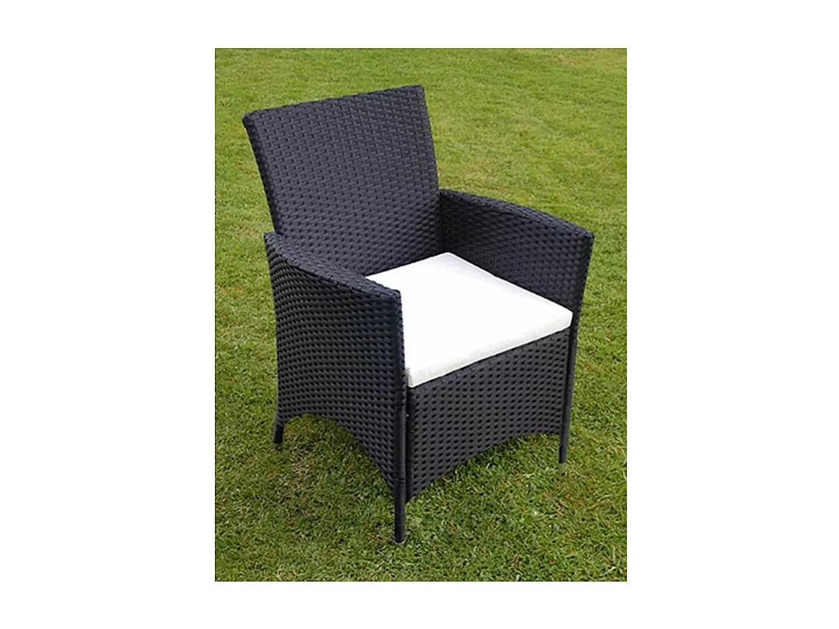 Table rectangulaire et 8 chaises de jardin résine tressée noir Mik