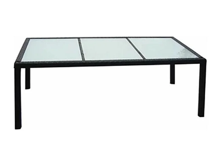 Table rectangulaire et 8 chaises de jardin résine tressée noir Mik