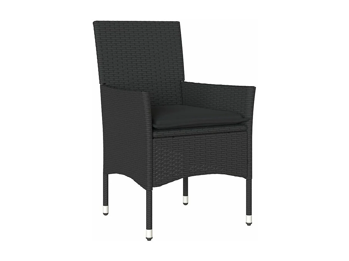 Ensemble à manger de jardin et coussins 5 pcs noir rotin acacia