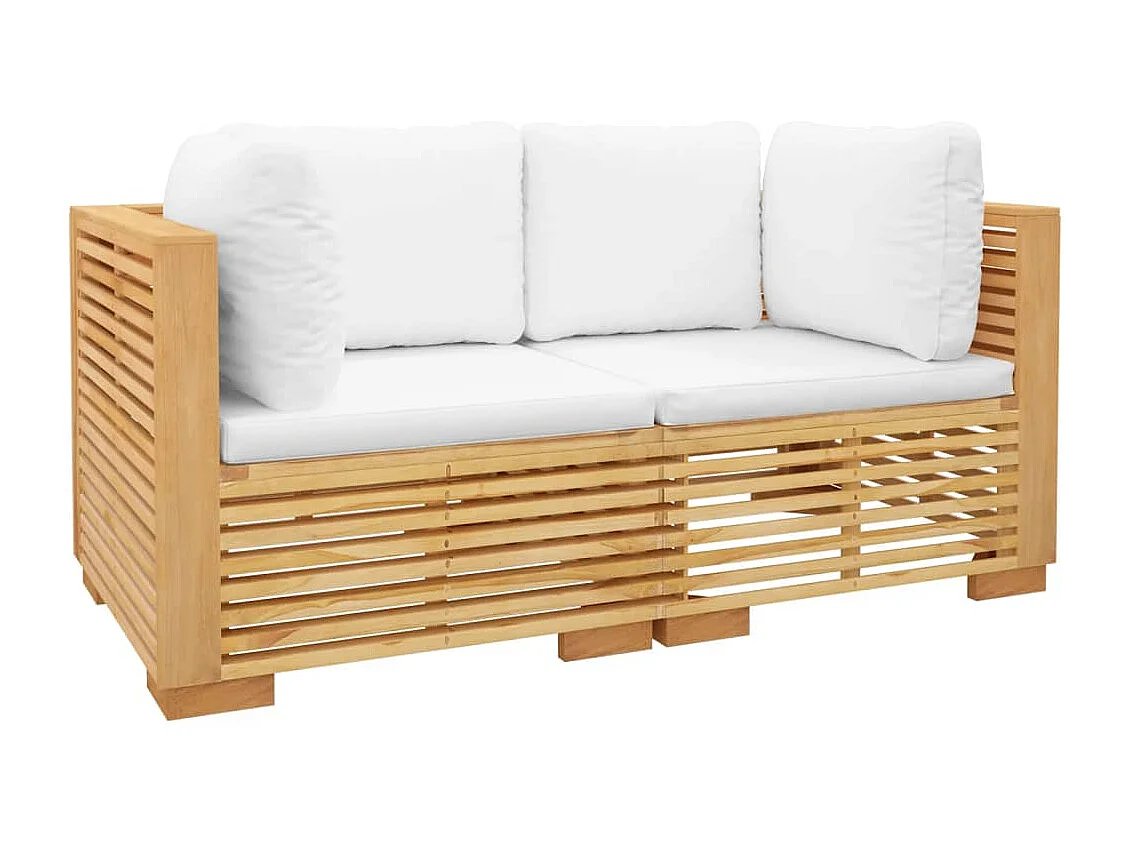 Canapés d'angle de jardin et coussins 2 pcs Bois de teck massif 2