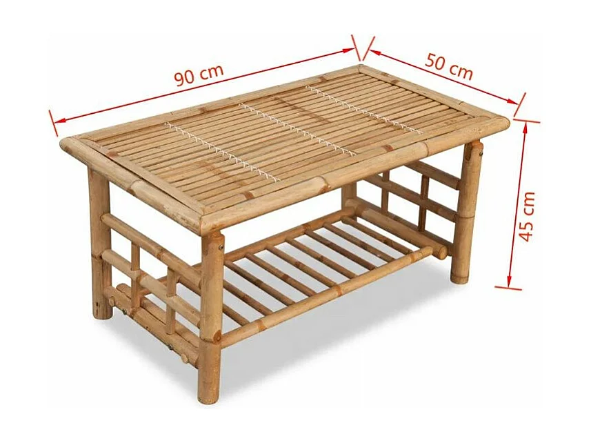 Table basse rectangulaire bambou clair Kyca