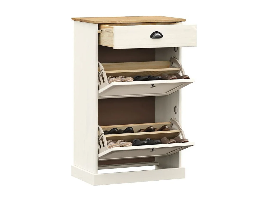 Armoire à chaussures VIGO 60x35x96 blanc bois massif de pin