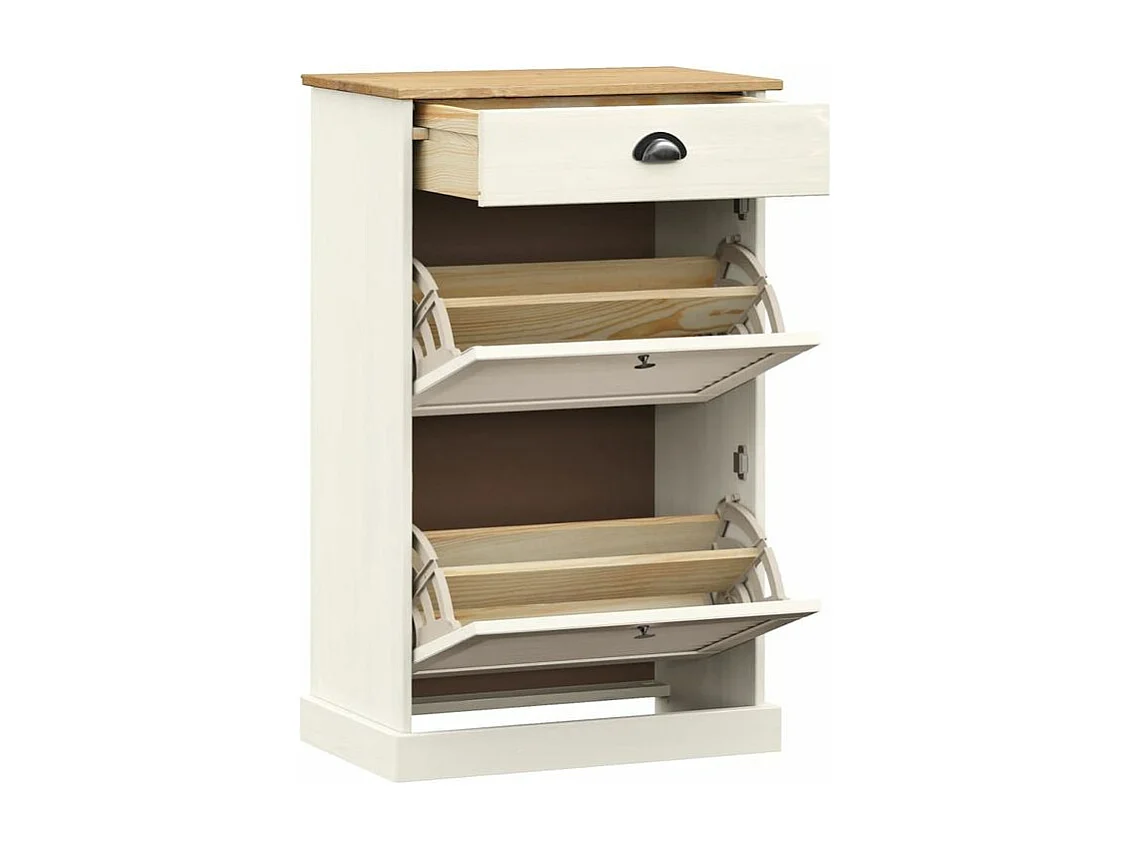 Armoire à chaussures VIGO 60x35x96 blanc bois massif de pin