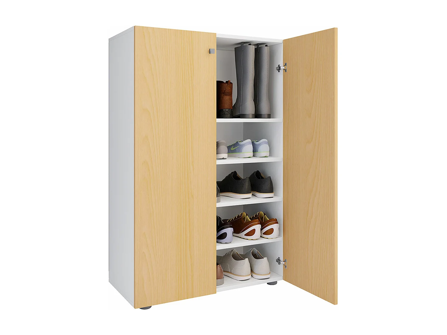 LonaXL5DT meuble à chaussures 2 portes blanc, hêtre.