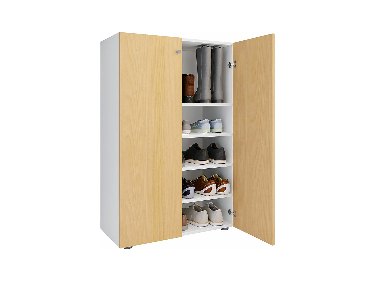 LonaXL5DT meuble à chaussures 2 portes blanc, hêtre.